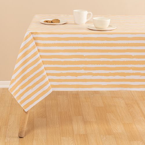 Mantel Chico Rectangular Ecocuero Antimanchas Rayas Desparejas