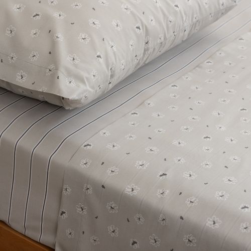 Juego de Sábanas Extra Queen Algodón Blend Flor Ondulada