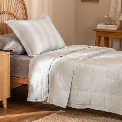 Cubrecama Twin Reversible Costura a Cuadros
