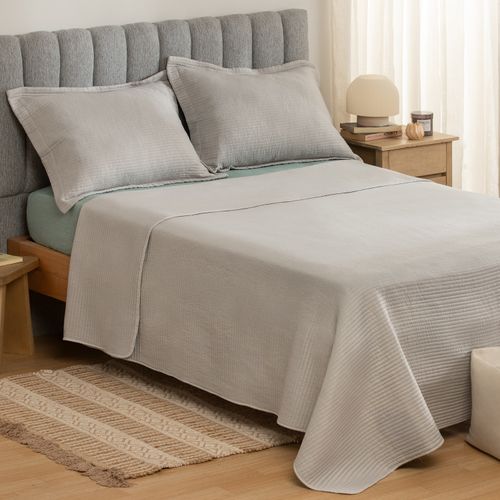 Cubrecama King Reversible Stone Wash Bastones