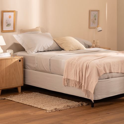 Juego de Sábanas Extra Queen Algodón 180 Hilos Vainilla Punto Ajour