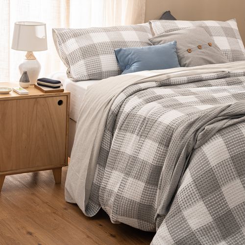 Funda de Acolchado King Waffle a Cuadros