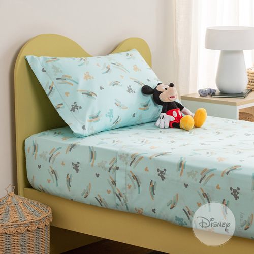 Juego de Sábanas 1 Plaza Algodón Blend Disney  Pinceladas Mickey