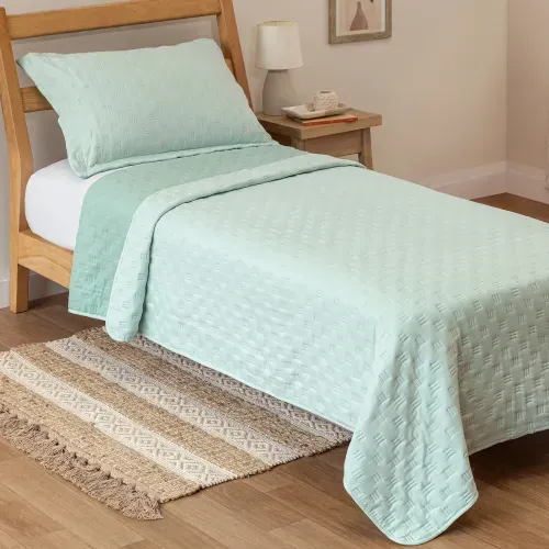 Cubrecama 1 Plaza Reversible Heatpress Redondo
