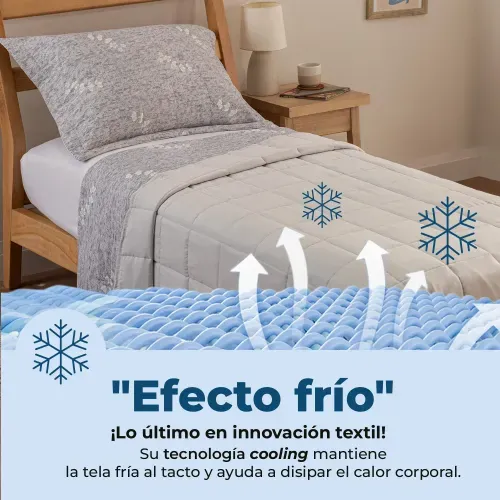 Cubrecama Twin Cooling Efecto Frío Hojas