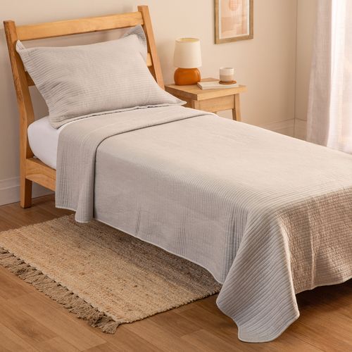 Cubrecama Twin Reversible Stone Wash Bastones