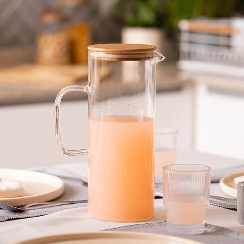 Jarra de Vidrio con Tapa de Madera