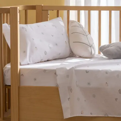 Juego de Sábanas Cuna Algodón Blend Insectos y Flores