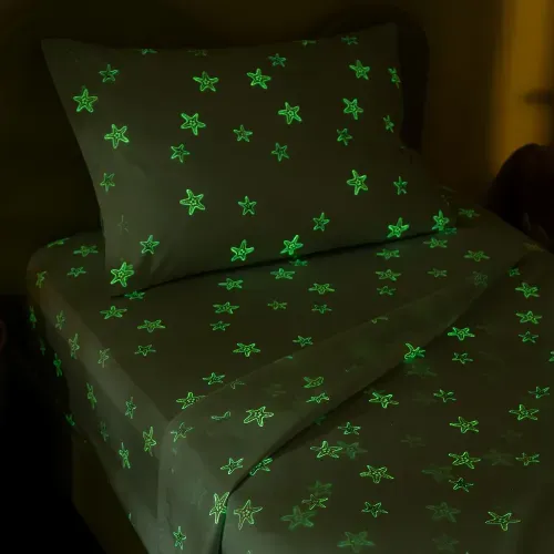 Juego de Sábanas 1 Plaza Starfish Brilla en la Oscuridad