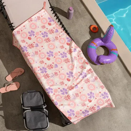 Set de Toallón de Secado Rápido con Mochila Flores