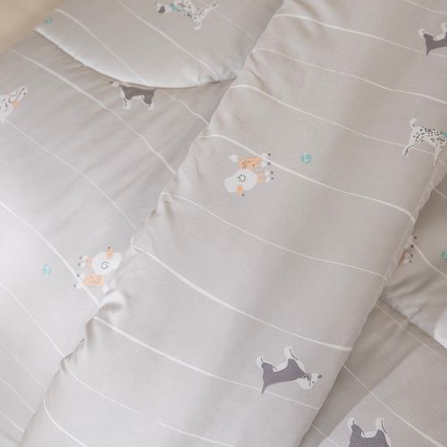 Acolchado de 1 Plaza Reversible Perros y Pelotas