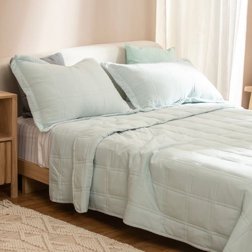 Cubrecama Queen Reversible Costuras a Cuadros