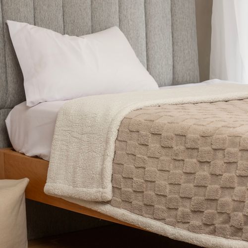 Frazada Twin Flannel Jacquard con Corderito