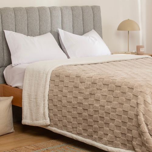 Frazada Queen Jacquard Flannel con Sherpa