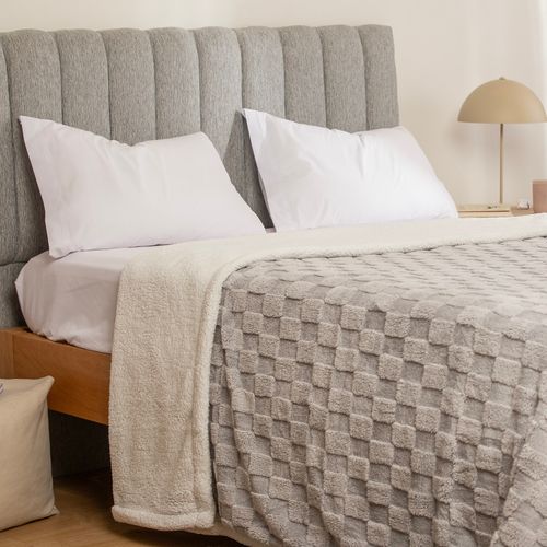 Frazada King Flannel Jacquard con Corderito