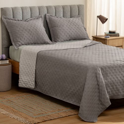 Cubrecama King Reversible Cuadro a Puntos