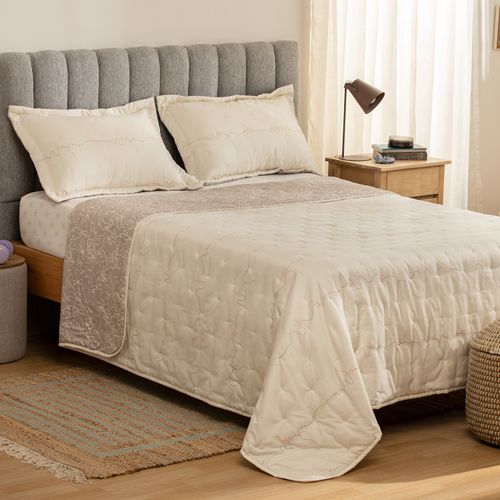 Cubrecama King Reversible Ondas y Moños