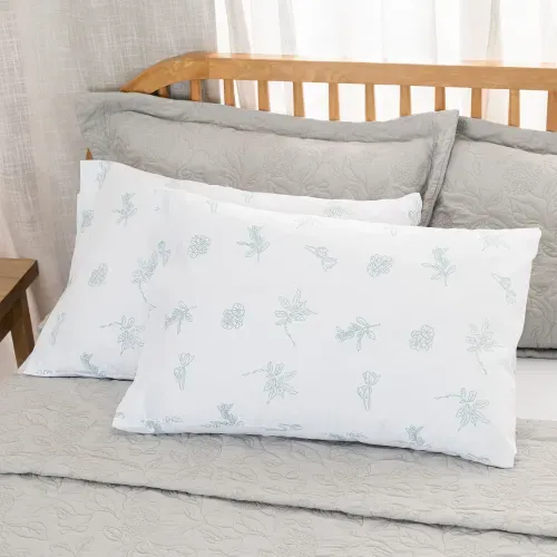 Set de 2 Fundas para Almohadas Queen Algodón Peinado Flores Calm