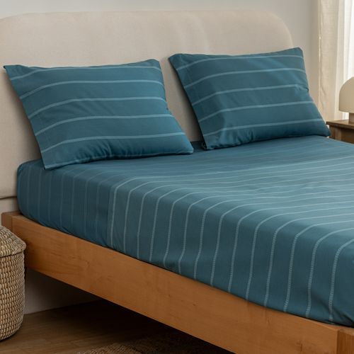 Juego de Sábanas Extra Queen Algodón Blend Rayas