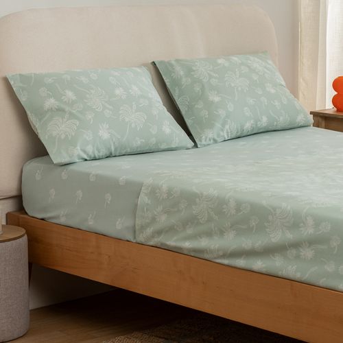 Juego de Sábanas Extra Queen Algodón Blend Palm Truth