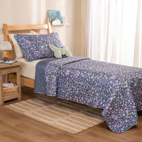 Cubrecama 1 Plaza Reversible Liberty Dinos