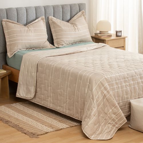 Cubrecama Queen Reversible Raya Snow