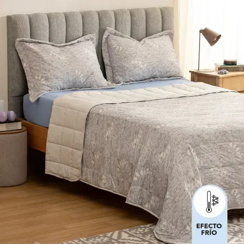 Cubrecama Queen Cooling Efecto Frío Hojas