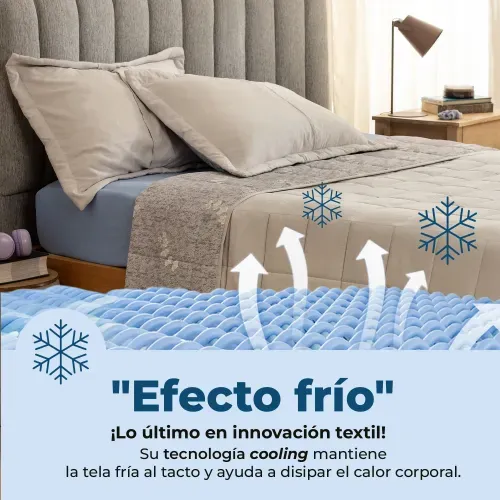 Cubrecama Queen Cooling Efecto Frío Hojas