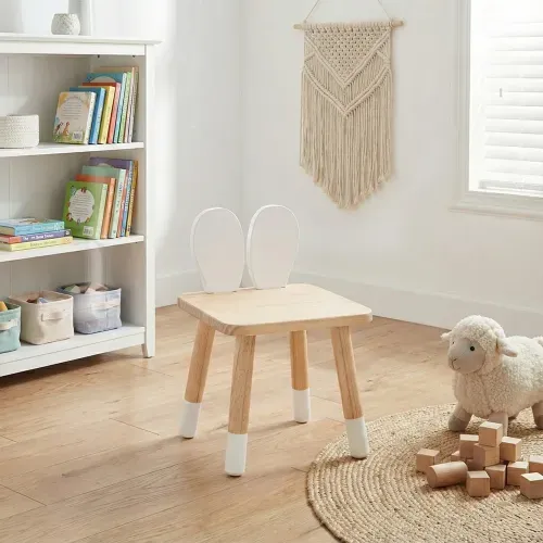 Silla Infantil de Madera con Respaldo Orejitas