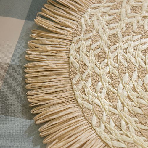 Portaplato Invidividual Circular Bicolor Con Flecos