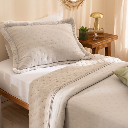 Cubrecama Twin con Corderito Liso Heatpress