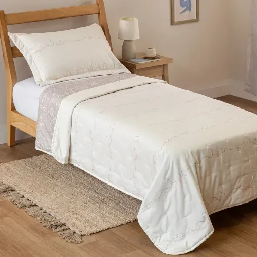 Cubrecama Twin Reversible Ondas Moño