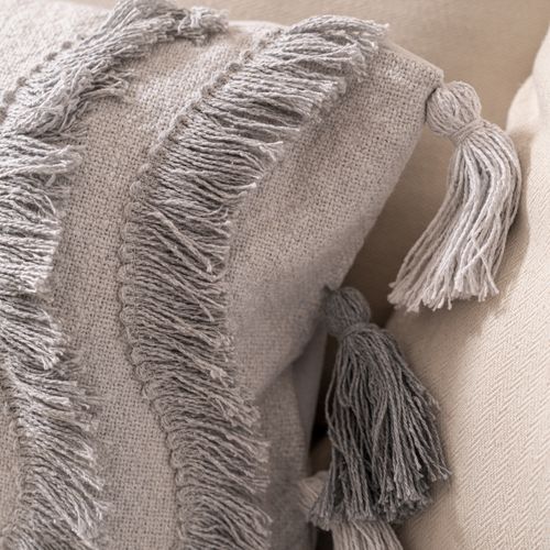 Funda de Almohadón Rectangular Rombos de Flecos y Borlas