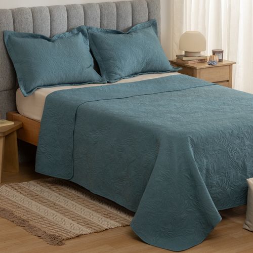 Cubrecama Queen Heatpress Hojas