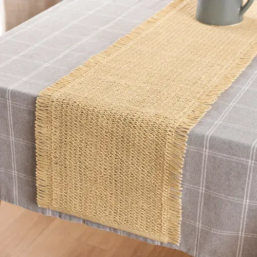 Camino de Mesa Tejido con Flecos