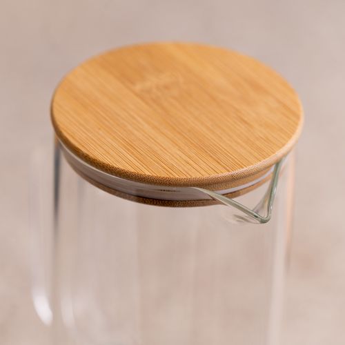 Jarra de Vidrio con Tapa de Madera