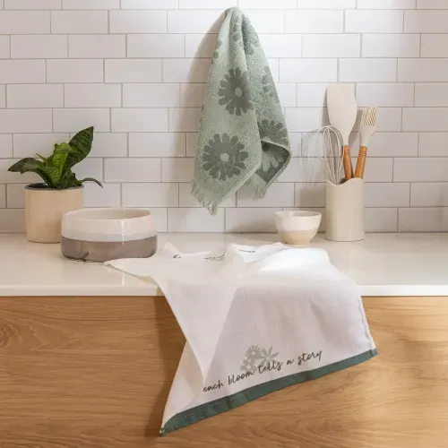 Set de 2 Repasadores de Algodón Margaritas