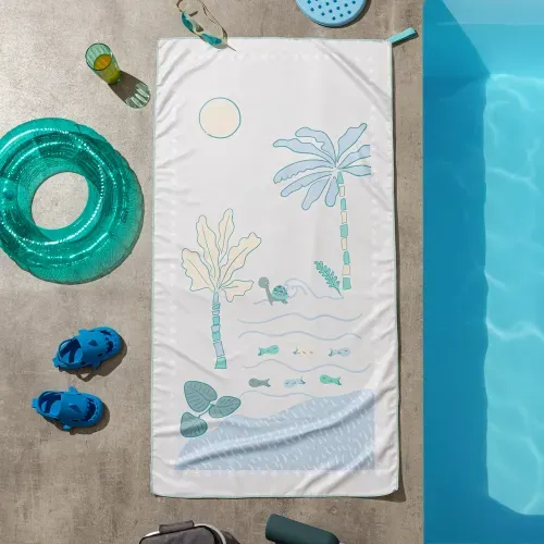 Set de Toallón de Secado Rápido con Mochila Palmeras