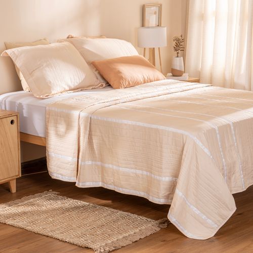 Cubrecama Queen Reversible Cintas Broderie