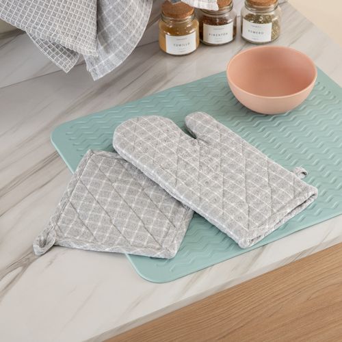 Set de Manopla y Agarradera Waffle a Cuadros