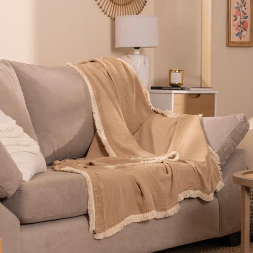 Manta Decorativa Lisa con Flecos