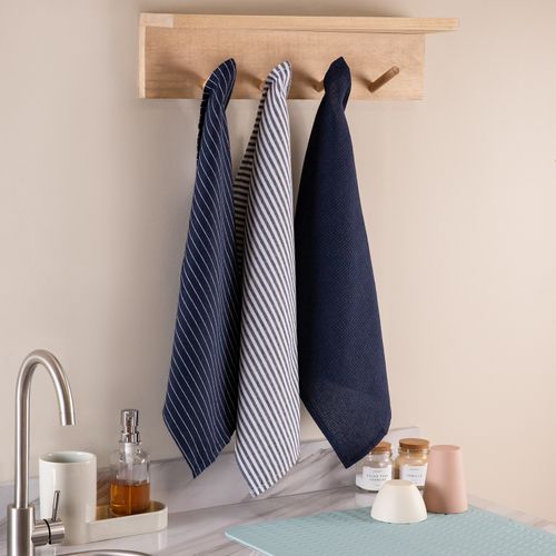 Set de 3 Repasadores de Algodón Rayas y Cuadros