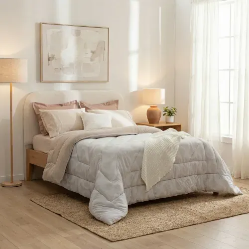 Acolchado King Reversible Algodón y Polar Arabescos