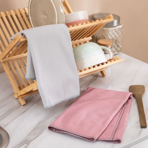 Set de 2 Paños Repasadores Liso con Relieve