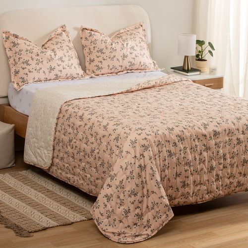 Cubrecama King Reversible Flores Olga