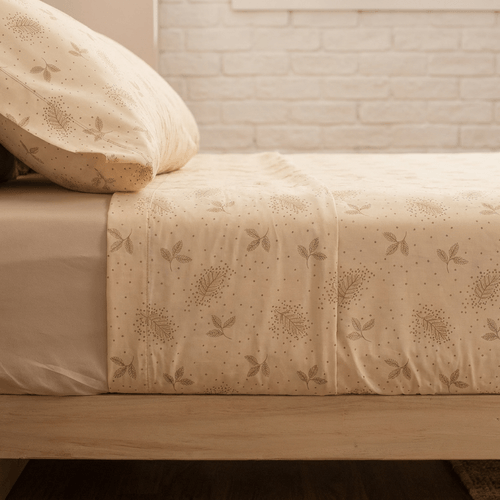 Juego de Sábanas Mini Hojas y Lunares