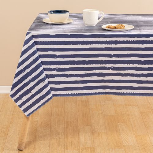 Mantel Grande Rectangular Ecocuero Antimanchas Rayas Desparejas