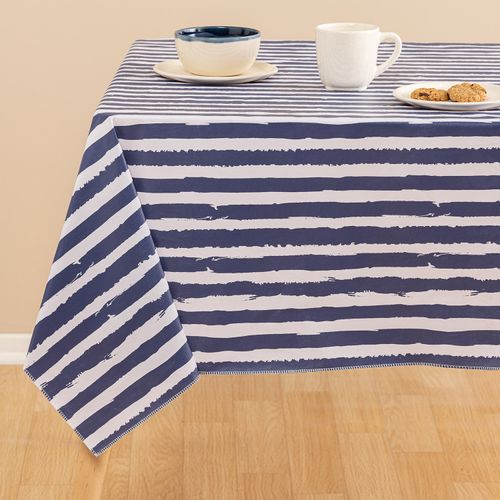 Mantel Grande Rectangular Ecocuero Antimanchas Rayas Desparejas