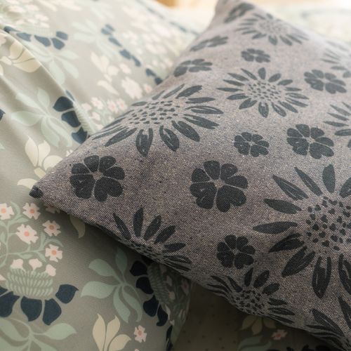 Funda de Almohadón con Cierre Girasol Flor Denim