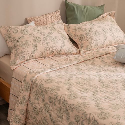 Cubrecama King Size Reversible Flores de Peonia